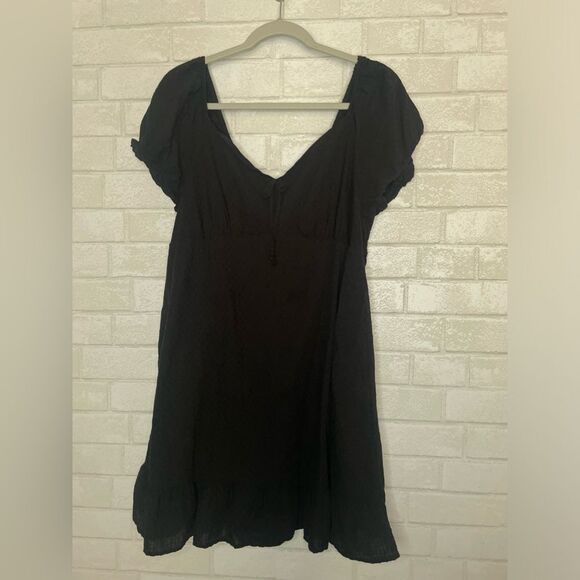 Wild Fable Boho Black Dress Ruffle Bubble Sleeves Adjustable Cutout Back size 1X - Picture 3 of 7